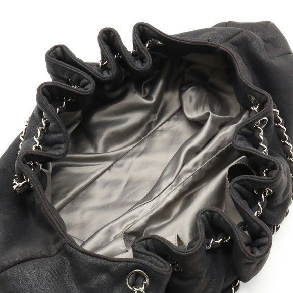 CHANEL Cocomark Melrose Cabas Matelasse Chain Shoulder Bag Cotton Jersey Blac... - Picture 5 of 8